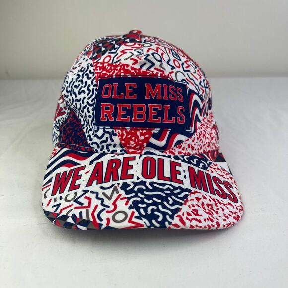 Vintage 90s Ole Miss Rebels Colonel Reb Umbrella Blue White  ⭐️ RARE ⭐️Ole Miss Rebels 90s All Over Print Hat Retro Graphic We Are Ole Miss